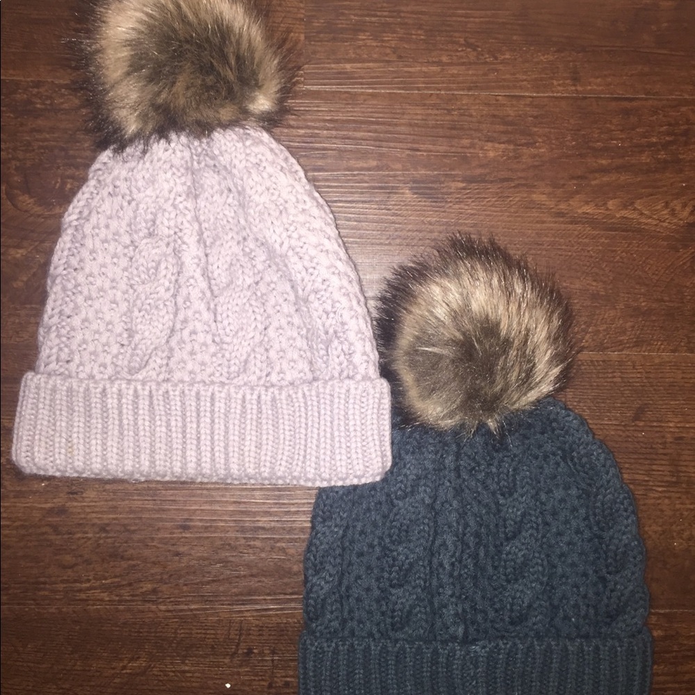 2 NWOT Beanies with Fur!! :)